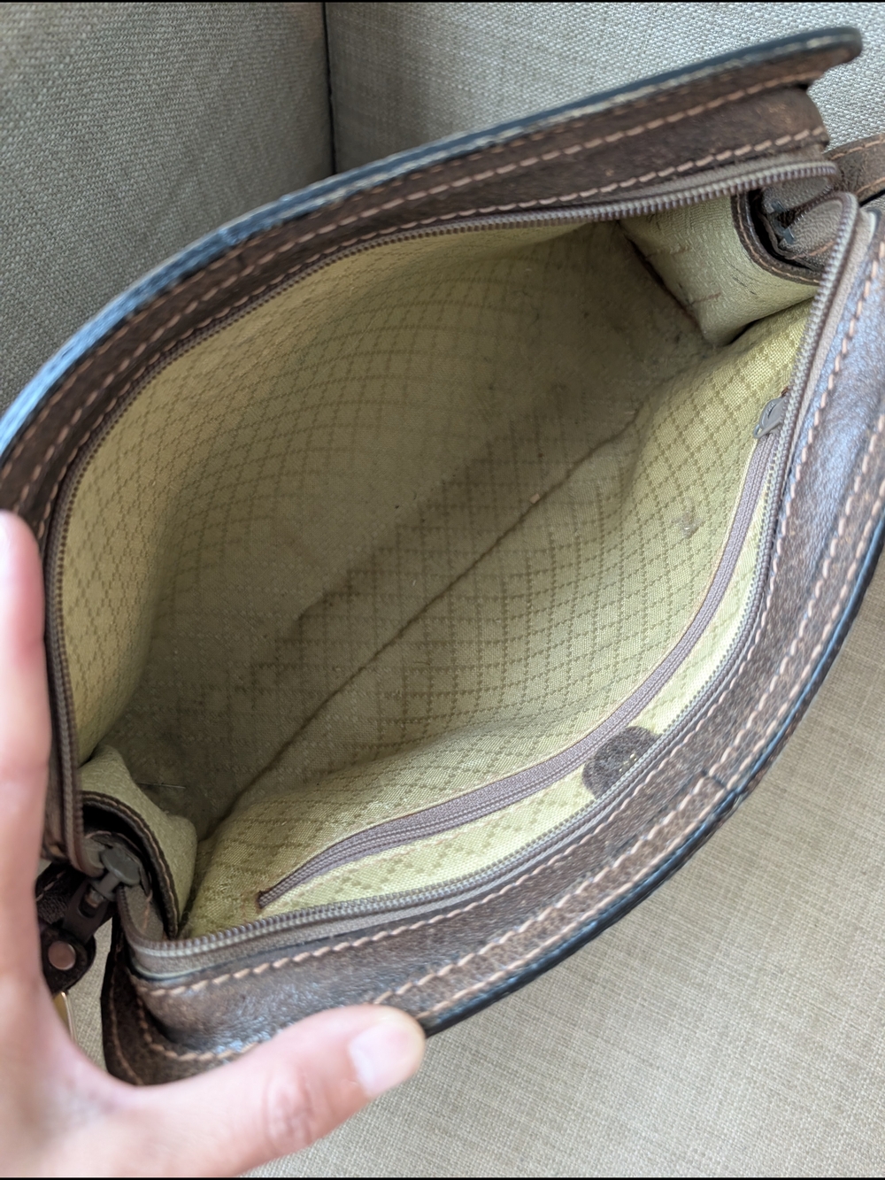 Gucci Beige GG Canvas Crossbody with Brown Leather Trim - Picture 8 of 9